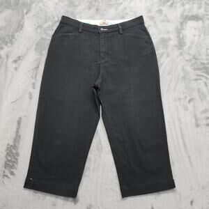Lee Pant Womens 12 Black High Rise Capri Straight Chino Stretch Cotton Preppy‎